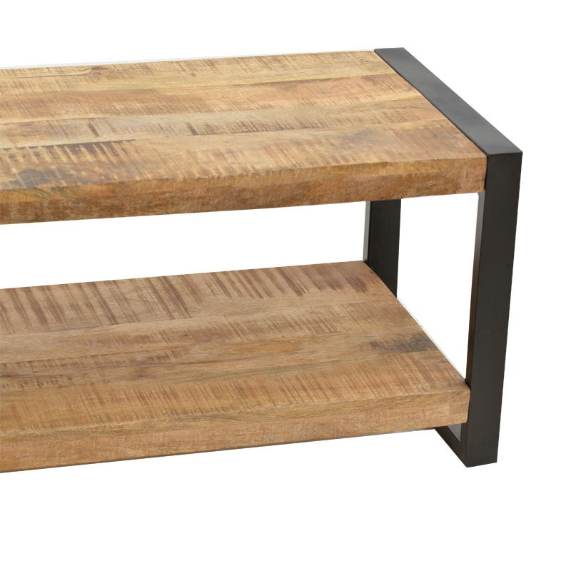 Table basse bois de manguier massif naturel noir 100x45x45,5 cm