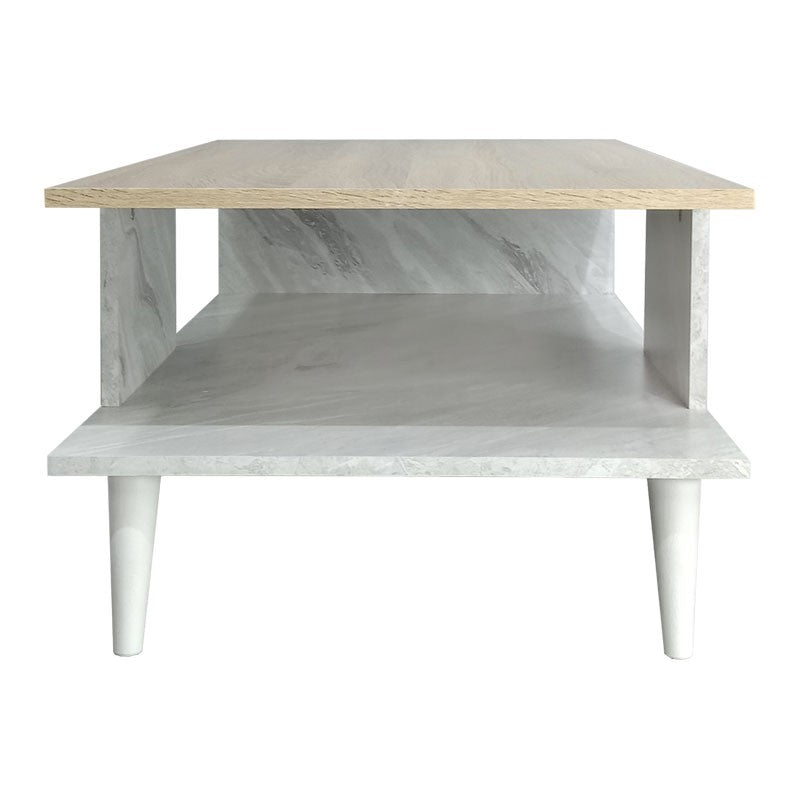 Table basse marbre  bois sonoma blanc 90x54x37,5 cm
