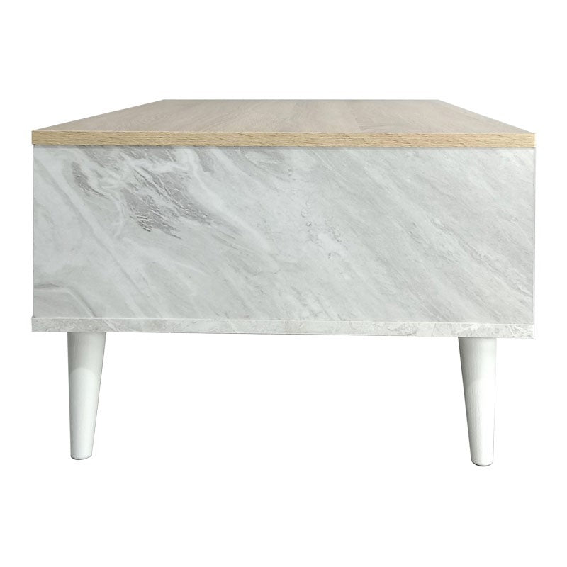 Table basse marbre  bois sonoma blanc 90x54x37,5 cm