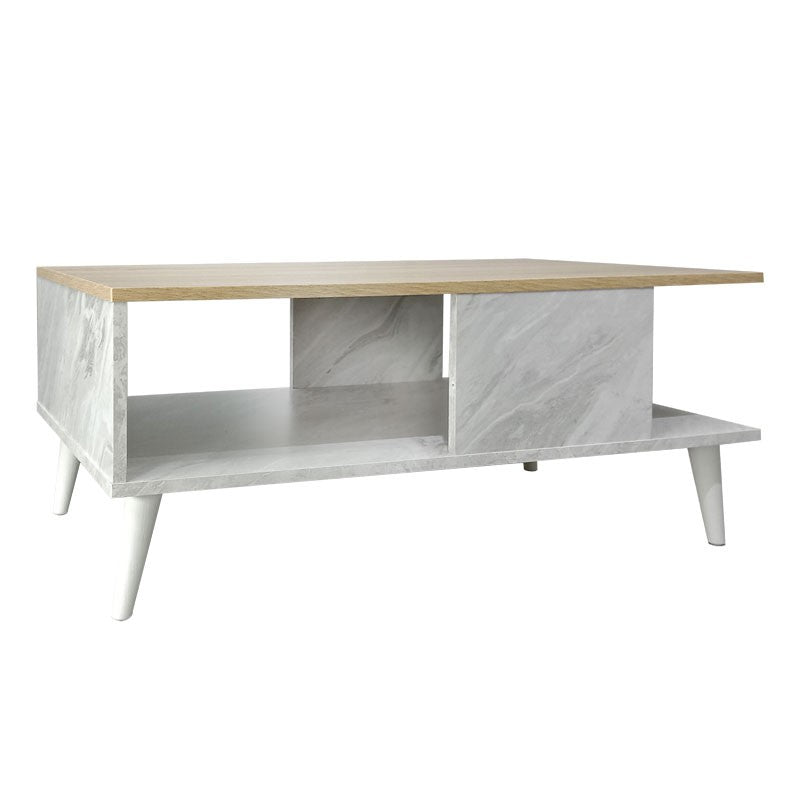 Table basse marbre  bois sonoma blanc 90x54x37,5 cm