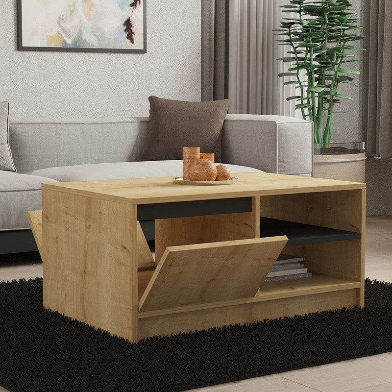 Table basse bois chêne 90x60x45 cm