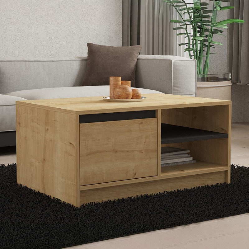 Table basse bois chêne 90x60x45 cm