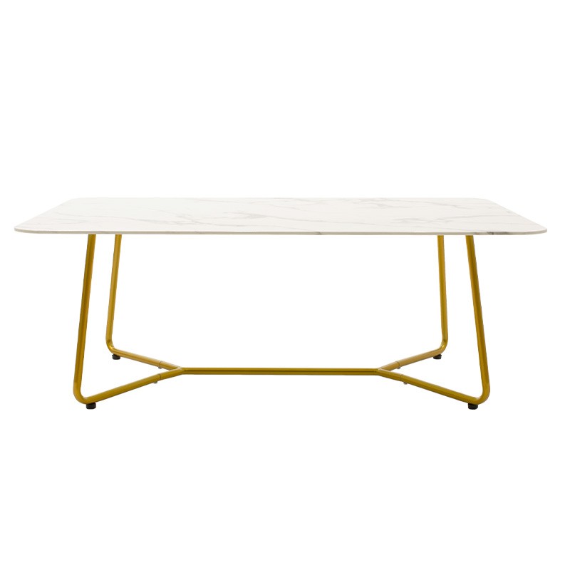 Table basse Paris en verre 8 mm motif marbre doré 120 x 80 x 45 cm