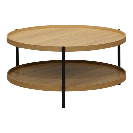Table basse bois mdf naturel pied métal noir 80 x 40 cm