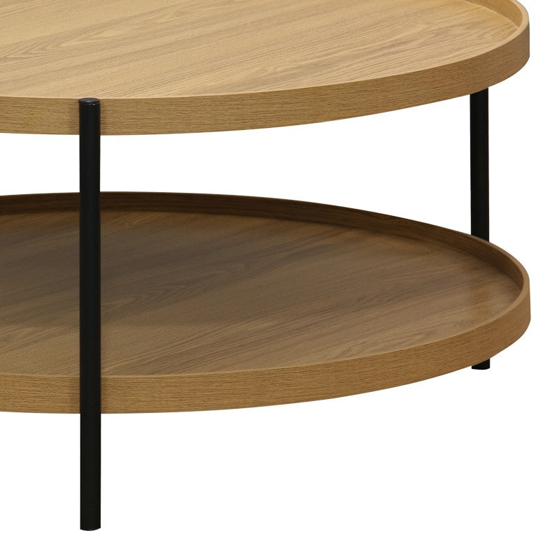 Table basse bois mdf naturel pied métal noir 80 x 40 cm