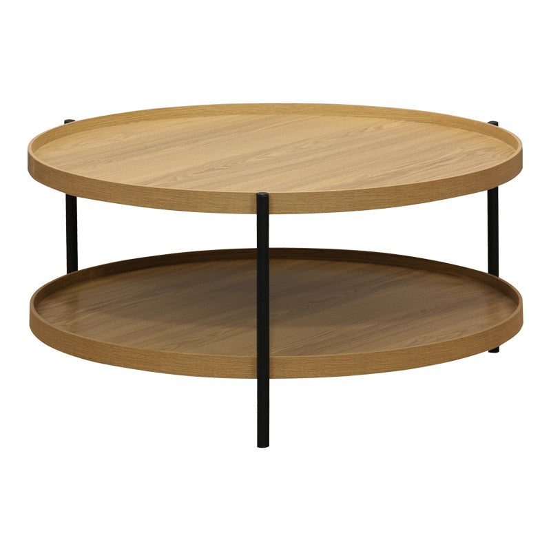 Table basse bois mdf naturel pied métal noir 80 x 40 cm