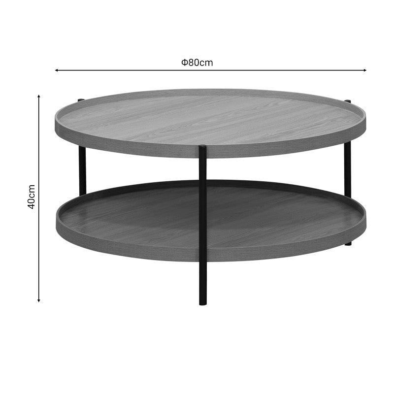 Table basse bois mdf naturel pied métal noir 80 x 40 cm