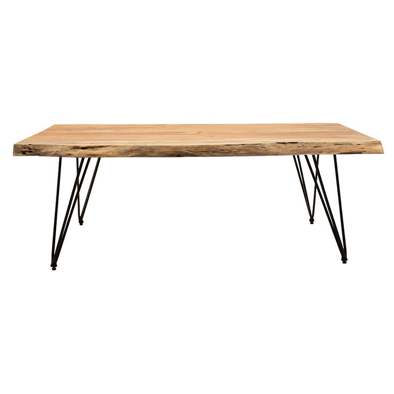 Table basse Rich en bois massif 4 cm naturel - pied noir 130 x 69 x 46 cm