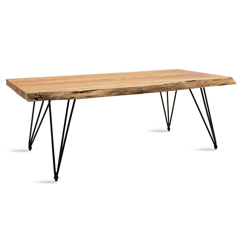 Table basse Rich en bois massif 4 cm naturel - pied noir 130 x 69 x 46 cm