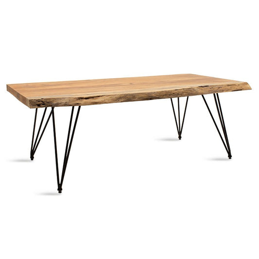 Table basse Rich en bois massif 4 cm naturel - pied noir 130 x 69 x 46 cm