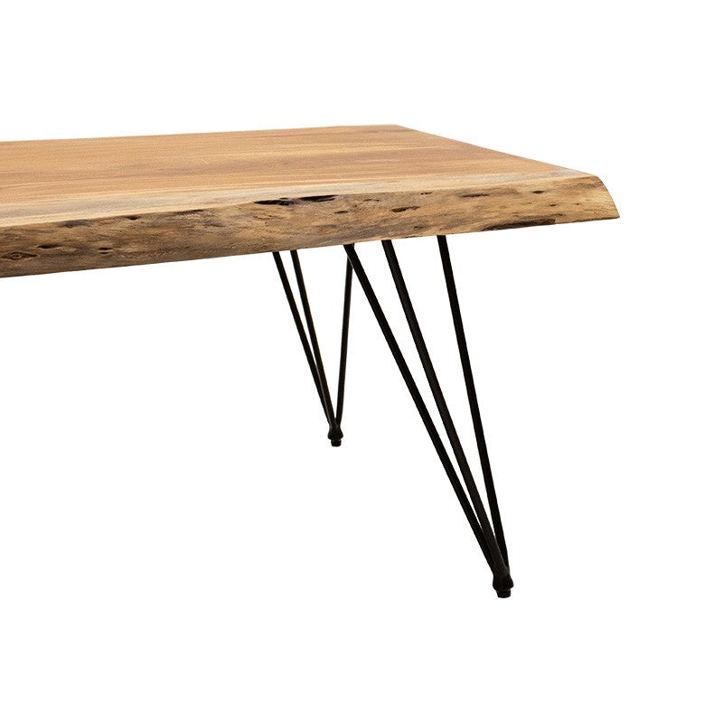 Table basse Rich en bois massif 4 cm naturel - pied noir 130 x 69 x 46 cm