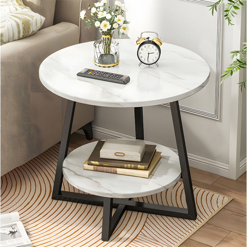 Table basse marbre blanc noir D60x60cm