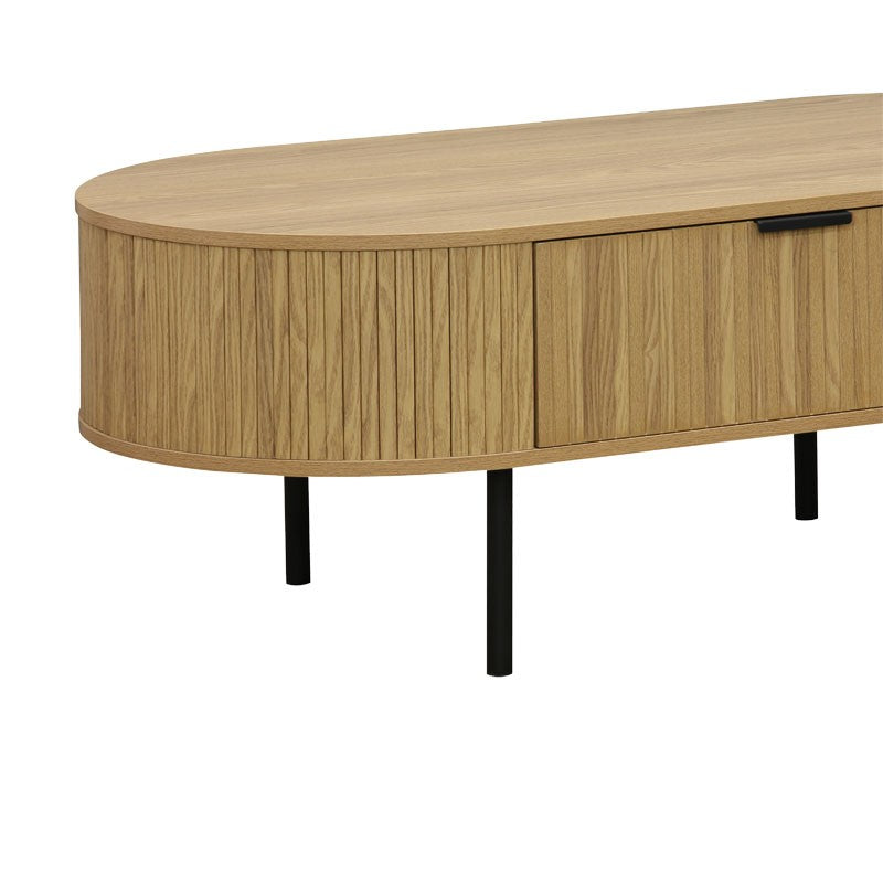 Table basse bois mdf naturel avec pieds en métal 118x60x44 cm