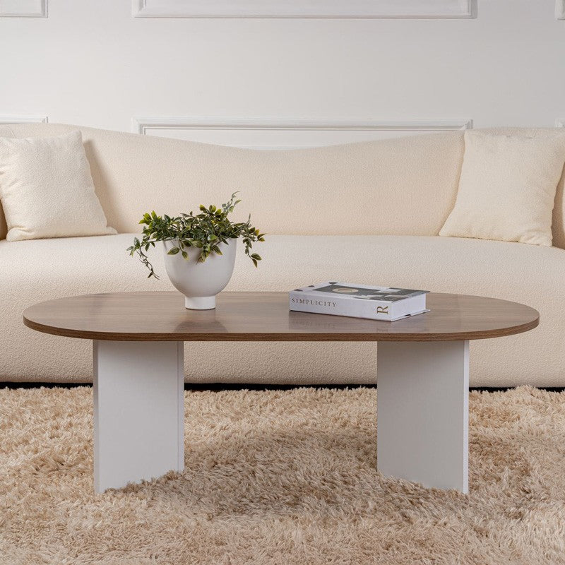 Table basse bois noyer blanc 119x60x40 cm
