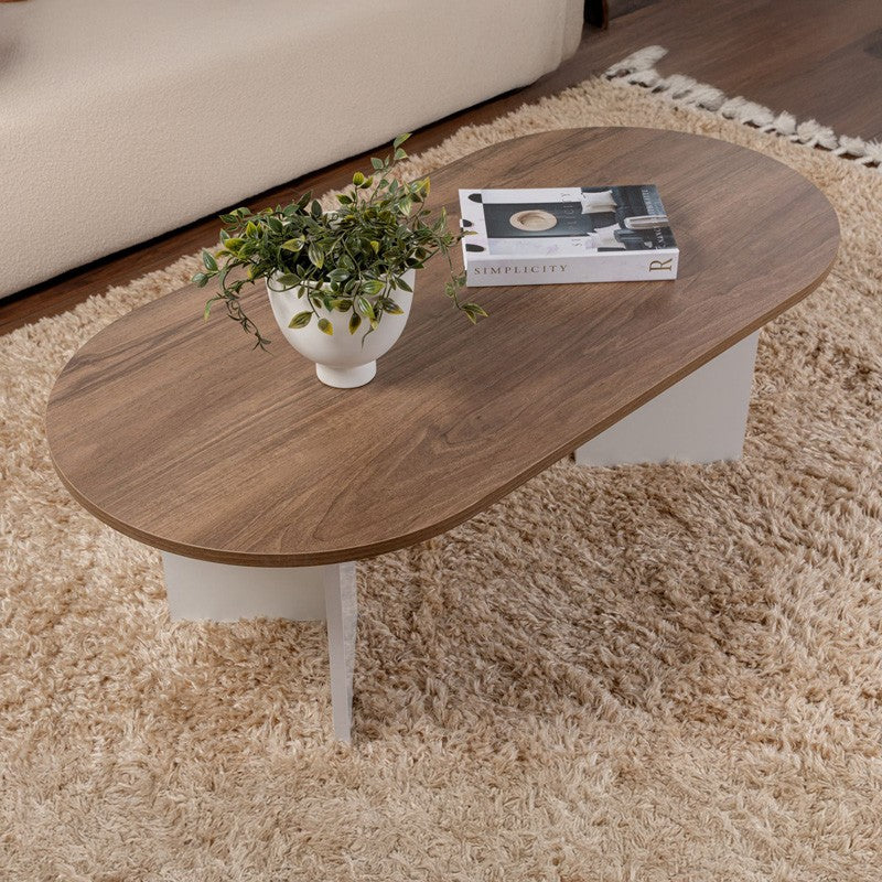 Table basse bois noyer blanc 119x60x40 cm