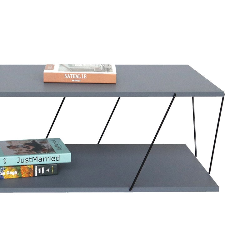 Table basse gris noir 120x48x30 cm