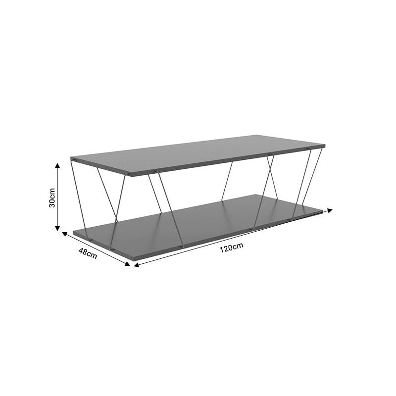 Table basse gris noir 120x48x30 cm