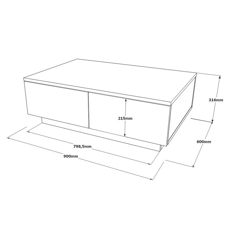 Table basse Thunder bois Sonoma  blanc 90 x 60 x 31,5 cm