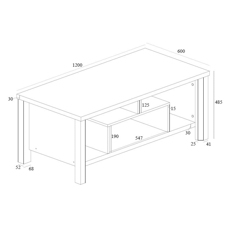 Table basse Tracy blanc gris 120x60x48,5 cm
