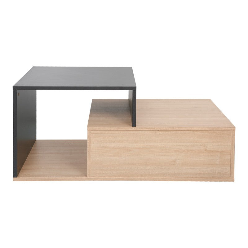 Table basse bois gris anthracite 1 tiroir 90x50x40 cm
