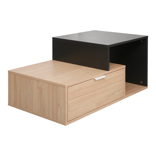 Table basse bois gris anthracite 1 tiroir 90x50x40 cm