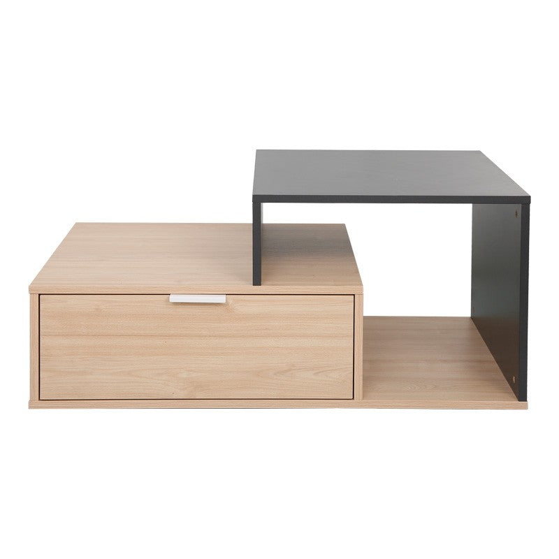 Table basse bois gris anthracite 1 tiroir 90x50x40 cm