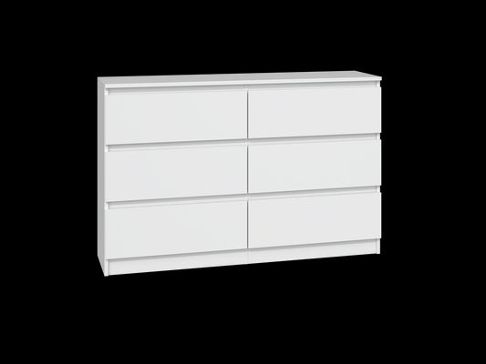 Commode IRINA 6 tiroirs 120 x75 x 30 cm Blanche