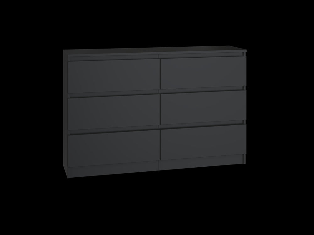 Commode IRINA 6 tiroirs 120 x75 x 30 cm Noir