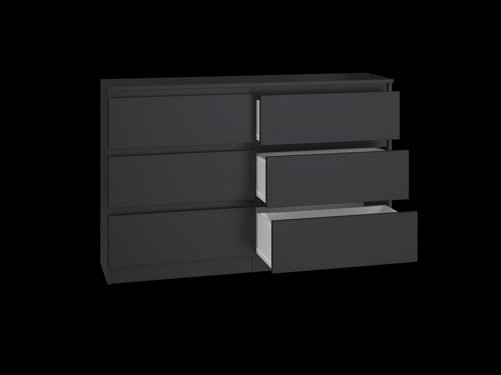 Commode IRINA 6 tiroirs 120 x75 x 30 cm Noir