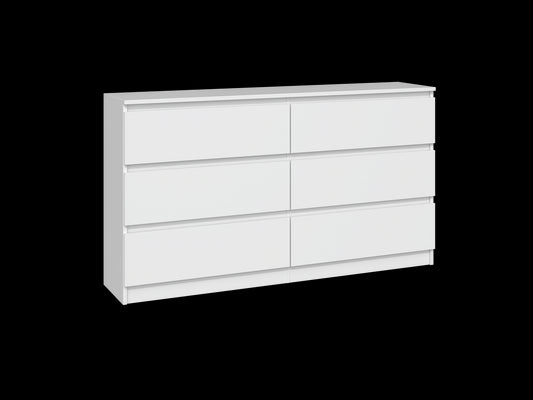 Commode IRINA 6 tiroirs 138 x75 x 40 cm Blanche