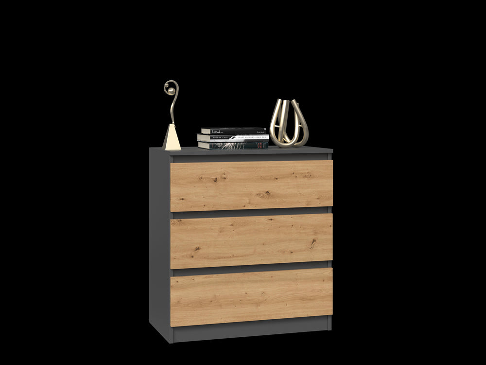 Commode 3 tiroirs 75x40x70 cm anthracite bois