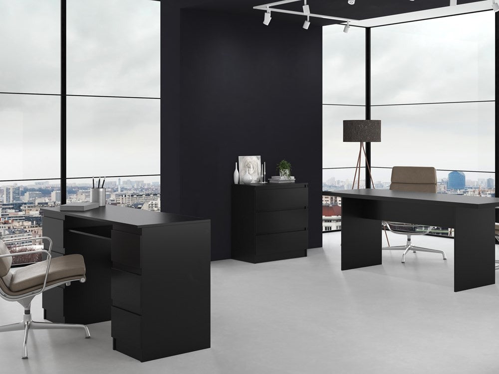Commode 3 tiroirs 75x40x70 cm noir