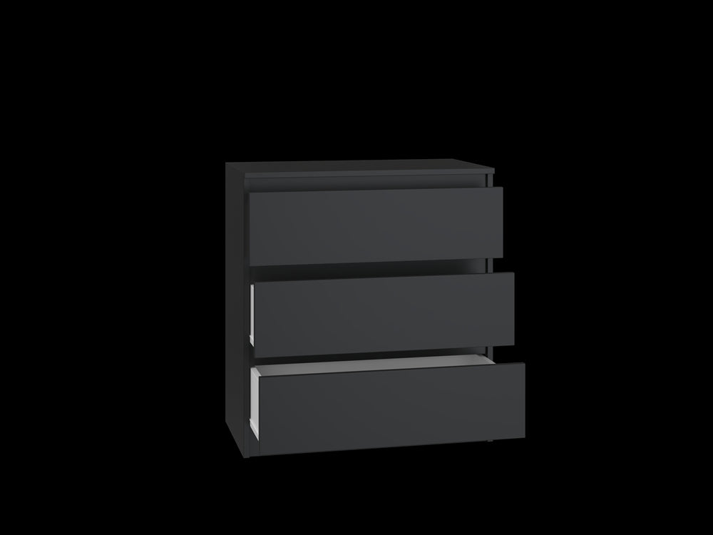 Commode 3 tiroirs 75x40x70 cm noir