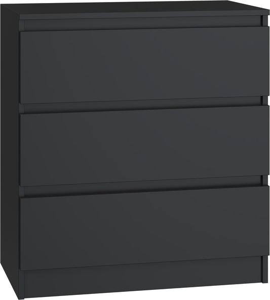 Commode 3 tiroirs 75x40x70 cm noir