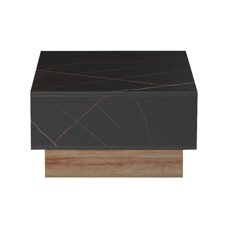 Table basse bois chêne effet marbre noir 105x50x32 cm