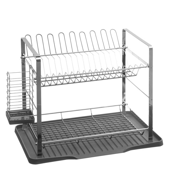 ÉGOUTTOIR À VAISSELLE 2 NIVEAUX GRIS - 46.2X33X35CM