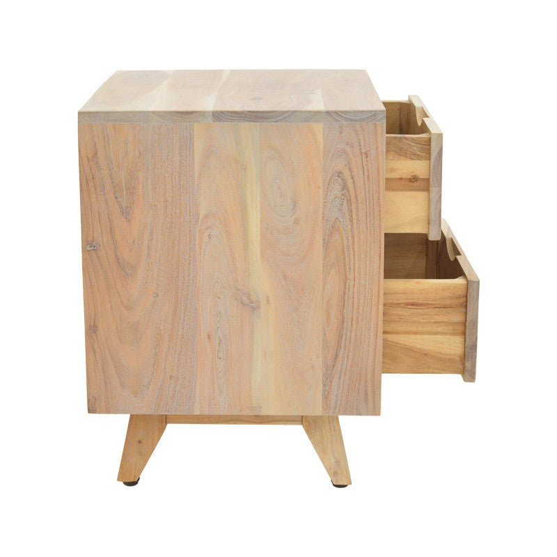 Table de chevet en bois marron 2 tiroirs 40x40x54 cm