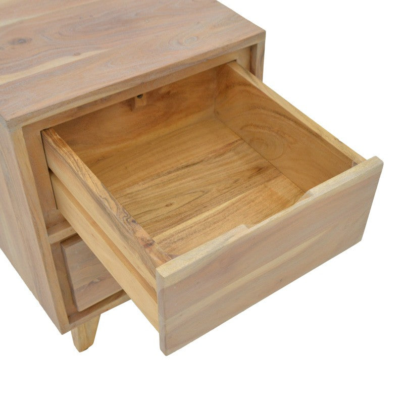 Table de chevet en bois marron 2 tiroirs 40x40x54 cm