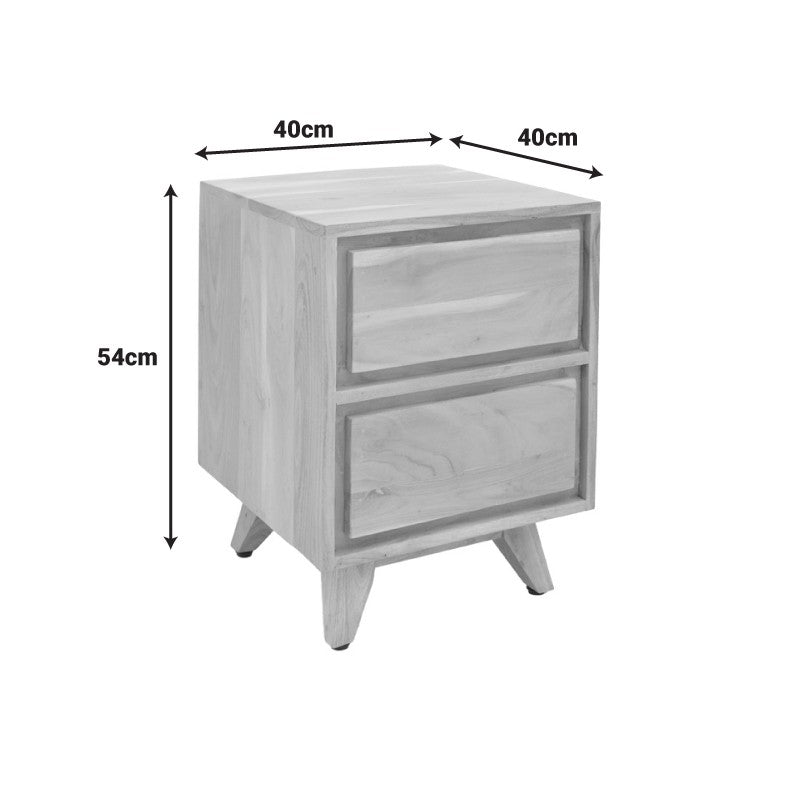Table de chevet en bois marron 2 tiroirs 40x40x54 cm