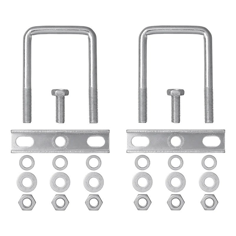 Etrier de fixation en U carré 60mm pour collier roue jockey - jeu de 2 pièces dans blister