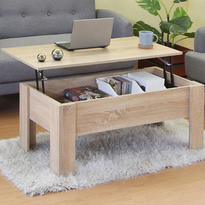 Table basse relevable bois chêne 100x50x42 cm