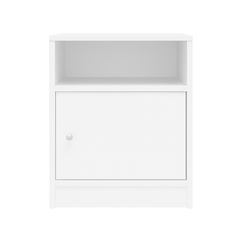 Table de chevet en bois avec porte blancche 40x40x50 cm