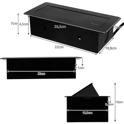 Double prise encastable pour plan de travail avec port USB