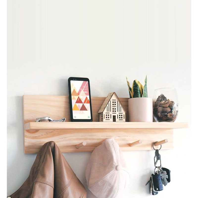 Porte manteau bois marron 49x11x14 cm