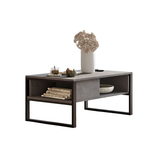 Table basse bois anthracite antique noir 100x60x44,5 cm