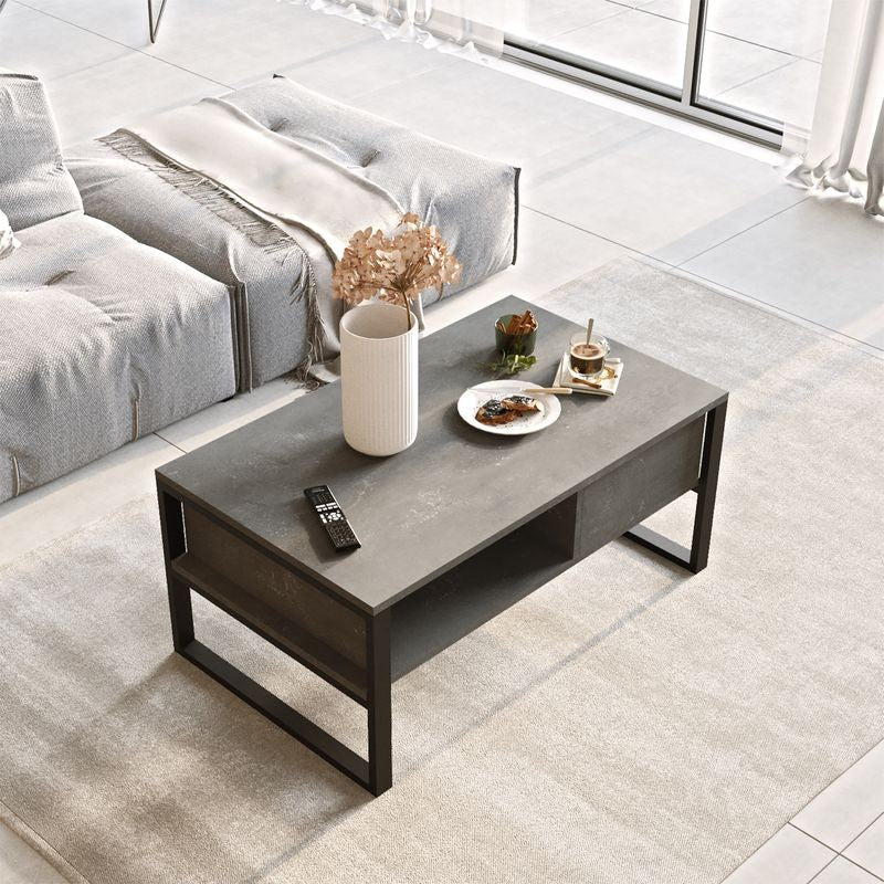 Table basse bois anthracite antique noir 100x60x44,5 cm