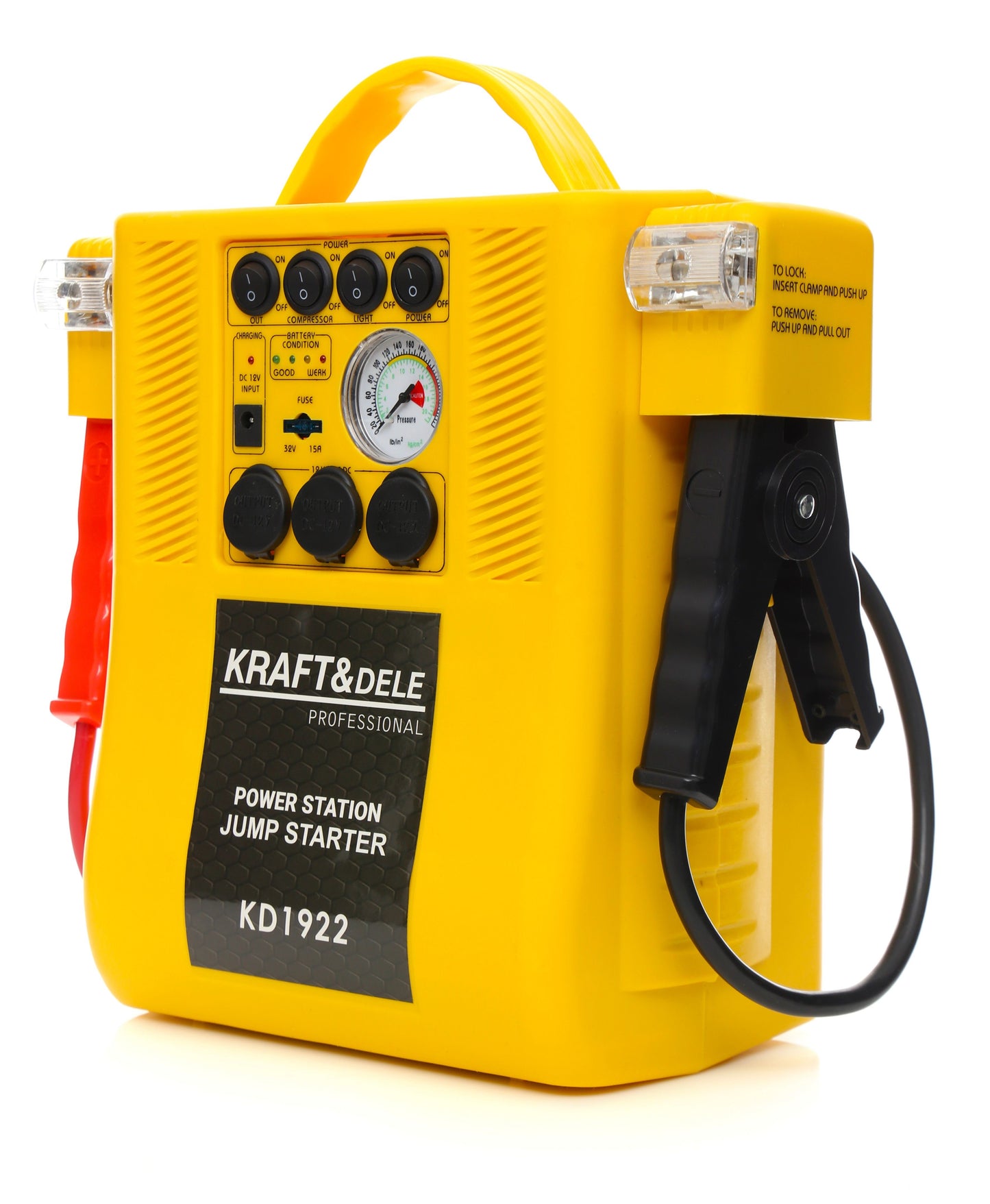 Démarreur multifonctions 4 en 1 : démarreur, compresseur, lampe torche