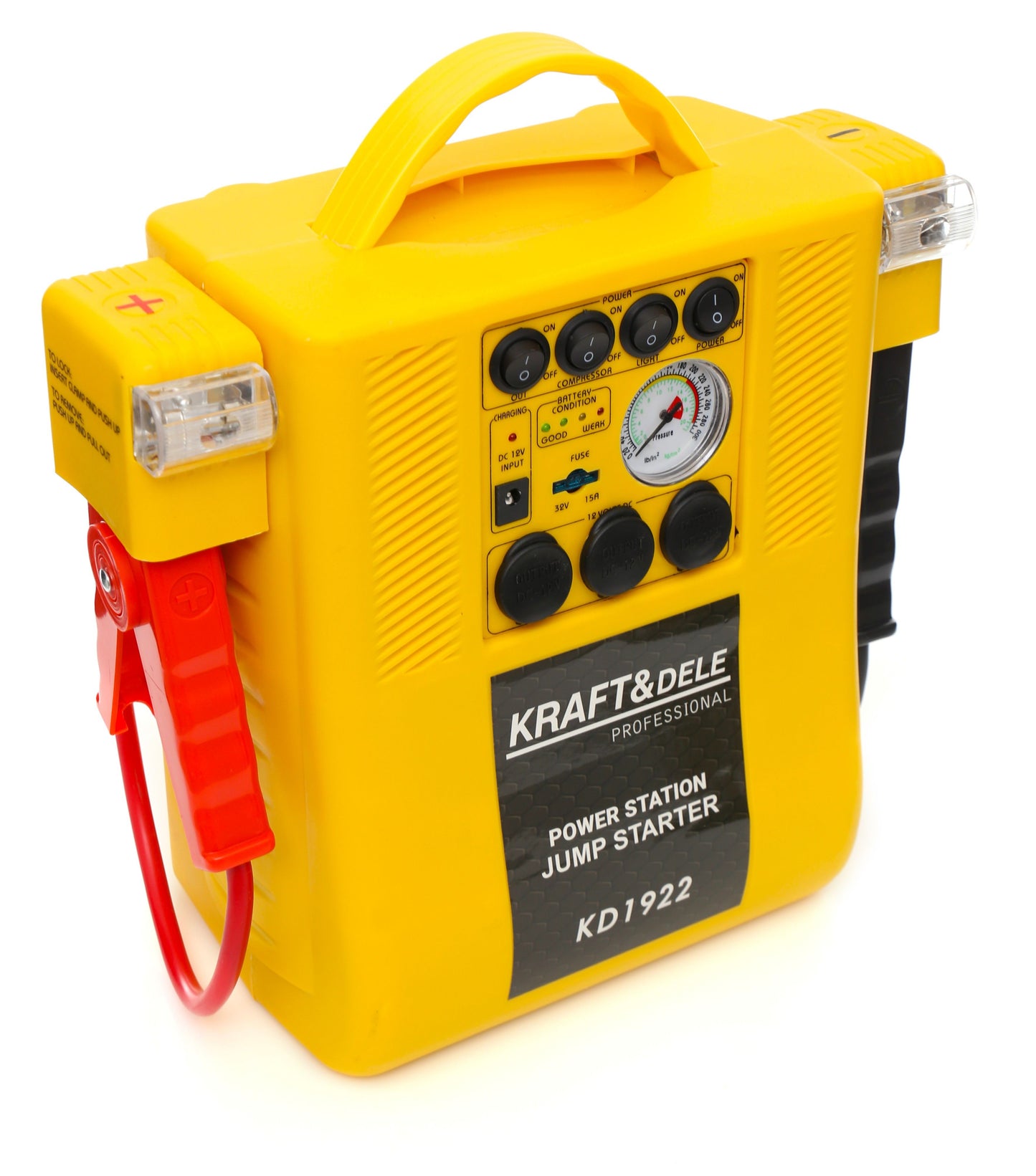 Démarreur multifonctions 4 en 1 : démarreur, compresseur, lampe torche