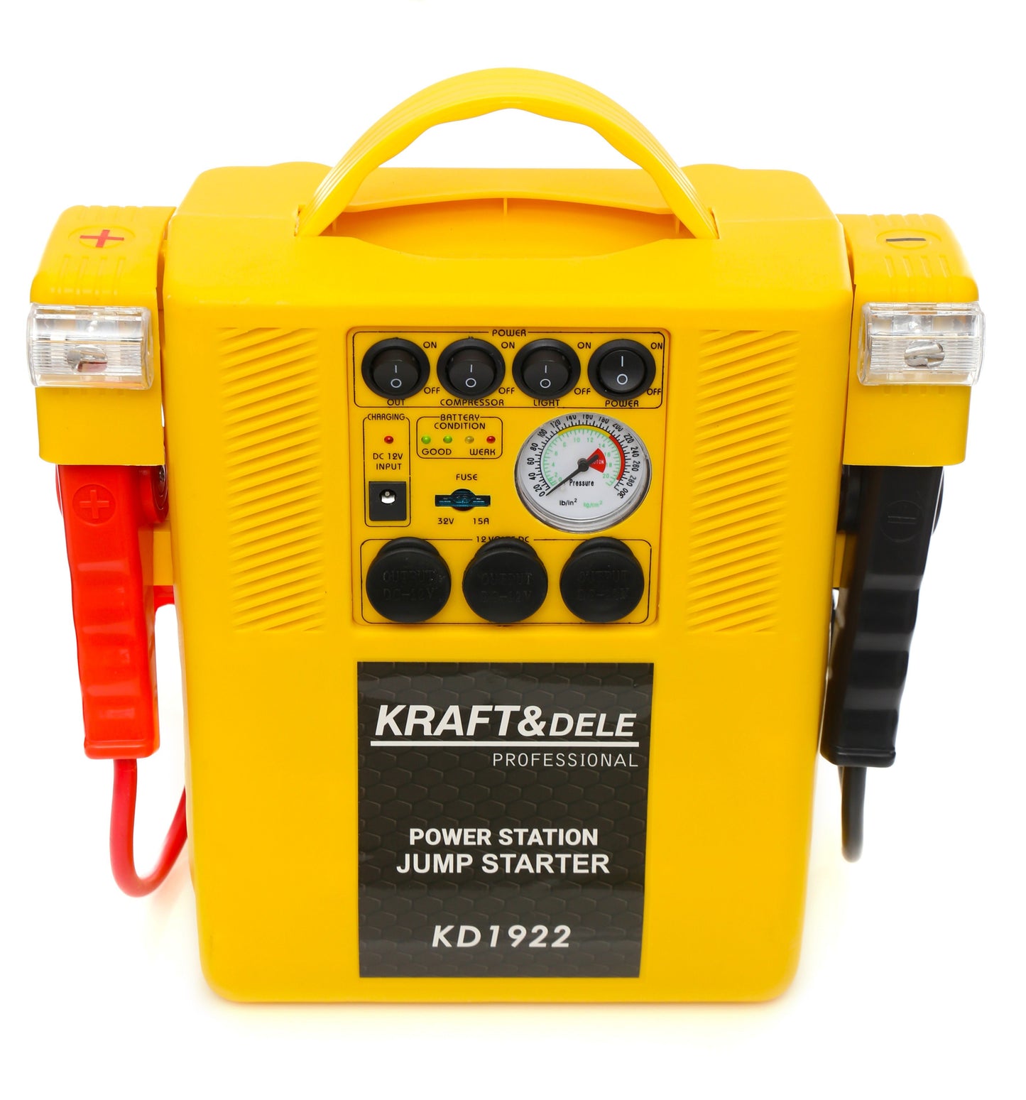 Démarreur multifonctions 4 en 1 : démarreur, compresseur, lampe torche