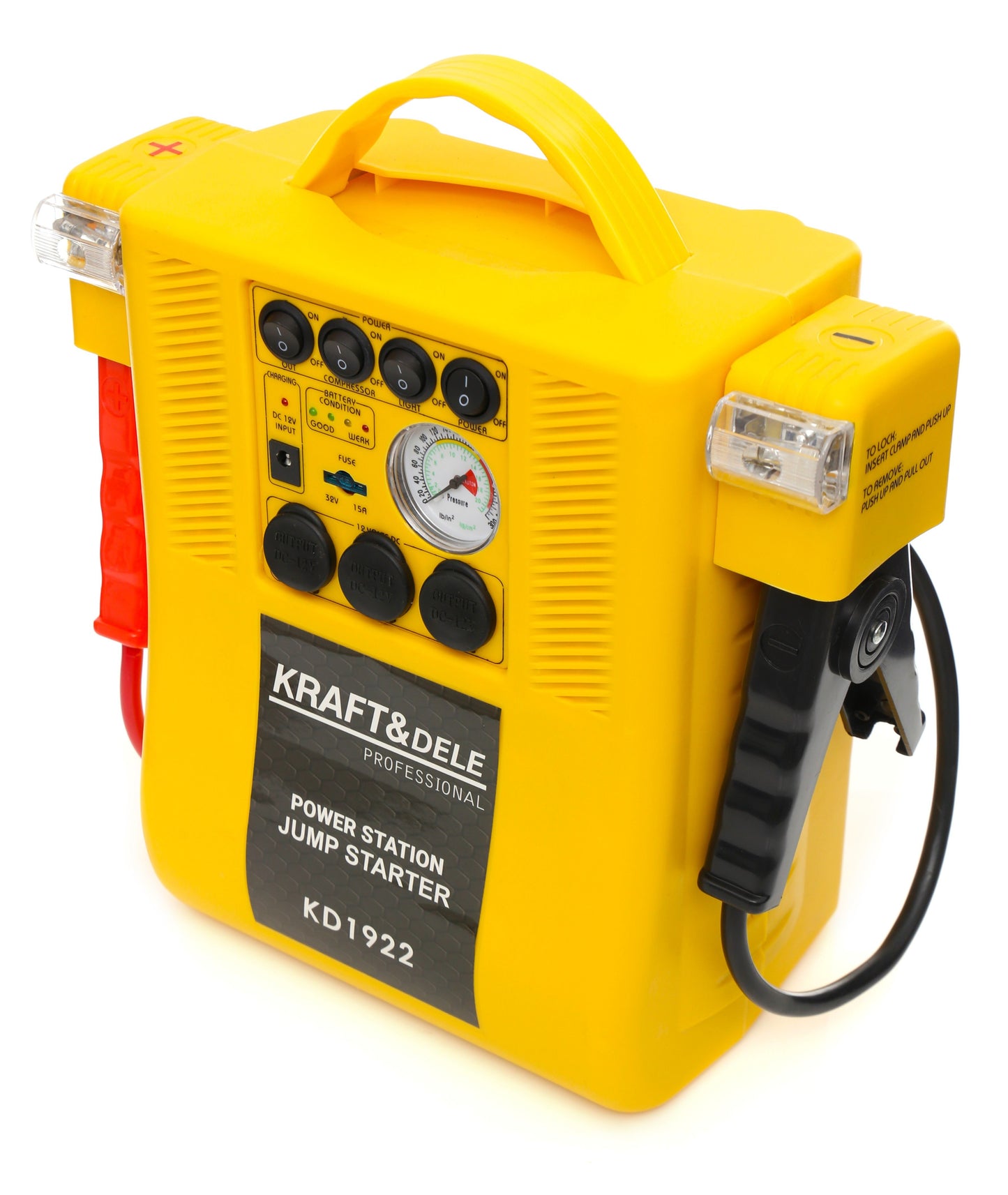 Démarreur multifonctions 4 en 1 : démarreur, compresseur, lampe torche